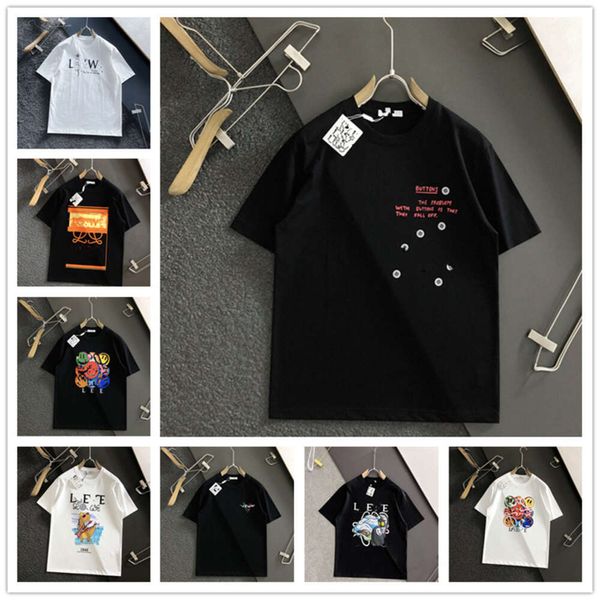 Herren T-Shirts 2023 FW Loewee Neuheiten Herren Damen Luxus Designer Lowewe T-Shirts Weißes T-Shirt Print Shorts T-Shirt O-Ausschnitt Loewes Kurzarm Mann KleidungChina Luxus