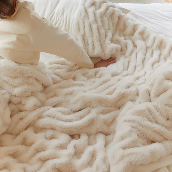 Cobertores de pele sintética lance cobertor macio ruched fuzzy para sofá luxuoso aconchegante quente pelúcia joga grosso fofo