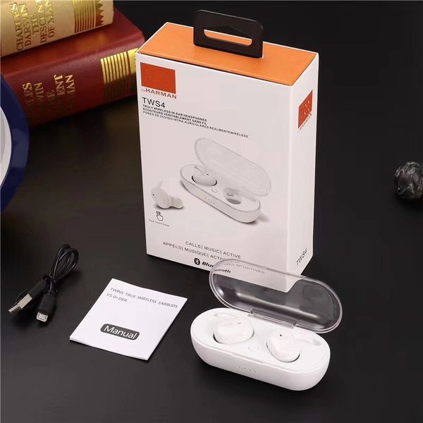 Auricolari Bluetooth TWS4 In-Ear Auricolari wireless reali Bluetooth 5.0 Auricolari sportivi ANC Pure Bass Airpods di marca CALL MUSIC ACTIVE tws 4 di HARMAN Auricolari Designer Case