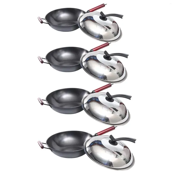 Pentole per la cucina domestica Wok Pentole Manico lungo in ghisa Non rivestito senza coperchio Padella antiaderente per tutti i fornelli