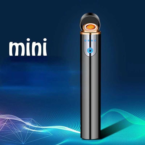 Mini-Zylinder, intelligenter LCD-Induktions-USB, wiederaufladbar, Metallfeuerzeug, winddicht, Zigarettenzubehör, Geschenk