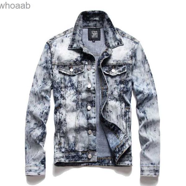 Giacche da uomo giacca di jeans da uomo streetwear hip hop giacca grafica stampata da moto denim per uomo YQ231207
