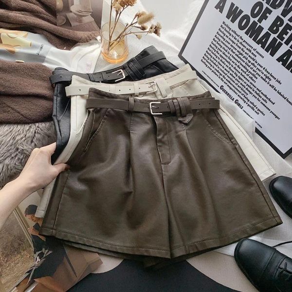 Shorts 2023 Chegadas Meninas Meninos PU Couro Outono Inverno Moda Crianças Roupas 3-8 Anos