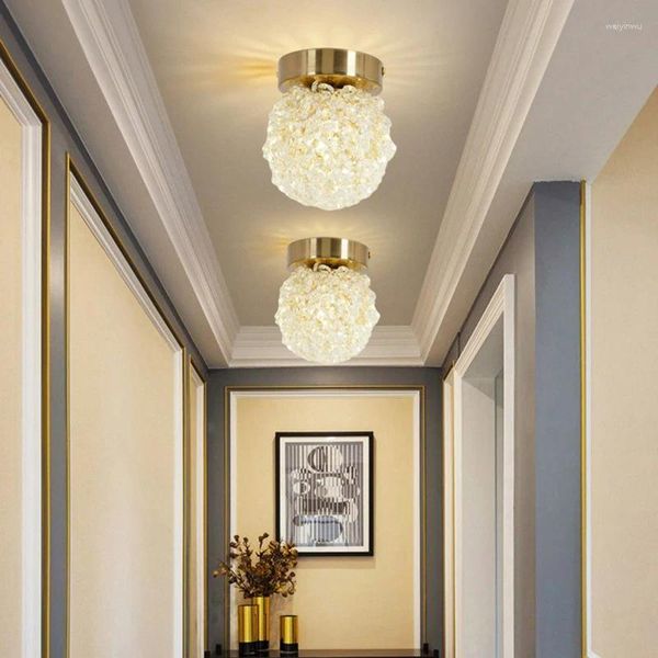 Tavan Işıkları Modern Lüks Kristal Top Işık Yatak Odası Çalışma Yemek Odası Yaşam Koridoru Villa Altın Sanat Tasarım Dekoratif
