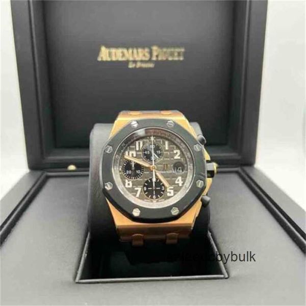 Schweizer Luxusuhren für Herren, Audemar Pigue-Uhrwerk, Armbanduhren „Rubber Bag“ Royal Oak Offshore Time Code 42 mm 25940ok 1TST