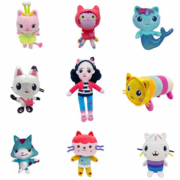 Doldurulmuş Gabby Dollhouse Hayvan Oyuncak Karikatür Mermaid Cat Peluş Çocuk Oyuncak Dolls Hediye Yumuşak Gabby's Dollhouse Party