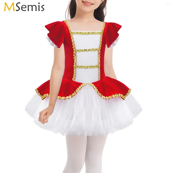 Stage Wear Enfants Filles Candy Cane Costume de Noël Fée Prom Party Princesse Gymnastique Ballet Justaucorps Tutu Robe Carnaval Cirque