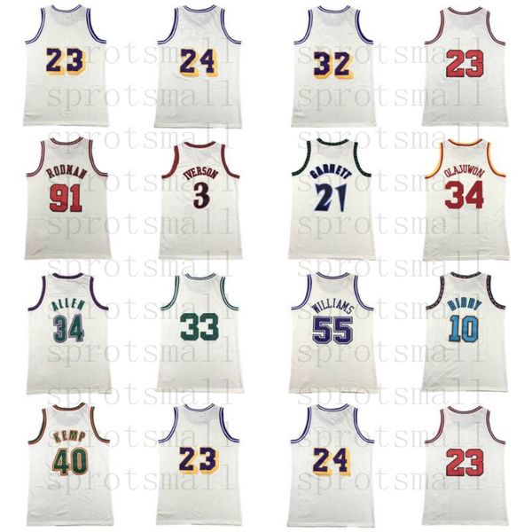 Maglia da basket Jason Williams Retro Cream Chainstitch Dennis Rodman Allen Iverson Hakeem Olajuwon Ray Allen Mike Bibby Shawn Kemp Kevin Garnett Camicia