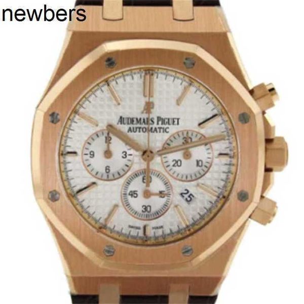 Erkekler Audemar Pigue Aebby Swiss Royal Oak Ofshore Serisi Ming Trend Quartz Piglet Zaman Gümüş Dial Deri Kayışı -26320or WN -BH1XSOYZ