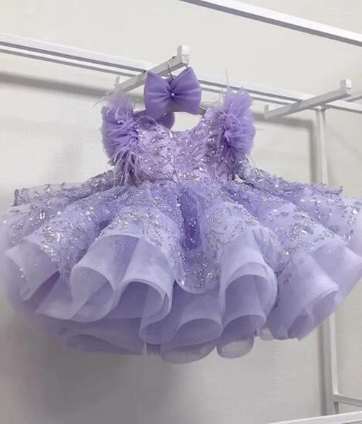 Abiti da ragazza Abiti da festa soffici di lusso per ragazze Tutù a strati con perline di paillettes Abito a fiori in tulle Abiti da compleanno per bambini