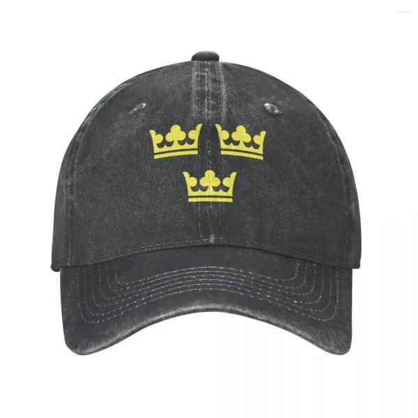 Berets Drei Kronen Das Wappen Schweden Baseball Caps Denim Stoff Hüte Casquette Streetwear Cowboy Hut Für Männer Frauen
