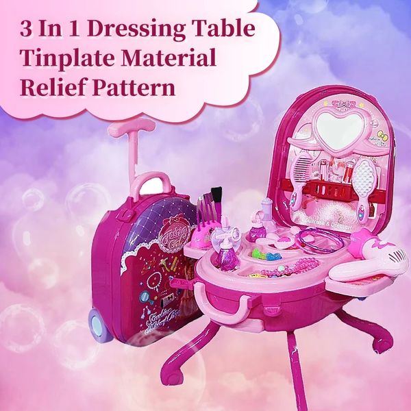Güzellik moda oyun evi çocuk set tuvalet masası oyuncakları 6 ila 10 yıl makyaj kızı Nove oyuncak doğum günü hediyesi 231207
