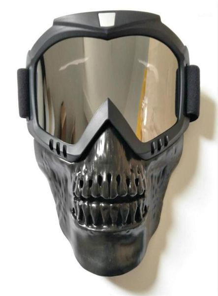 Skull Ski Goggles Mask Çıkarılabilir Snowboard Gözlük Rüzgar Geçirme Binicilik Kar Snowmobile Goggle Sci Komik Kayak Gözlükleri Oculos1299i3651236