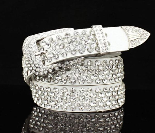 Cintura in vera pelle di coccodrillo per donna stilista di moda femminile di lusso scintillante con diamanti pieni zircone 110 cm fibbia ad ardiglione da 36 piedi4842301