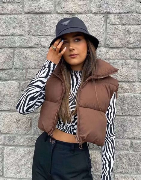 Lu Frauen Puffer Weste Herbst Winter Warme Weste Ärmellose Stehkragen Doppelseitige Outwear Jacke Westen Mode Streetwear 556