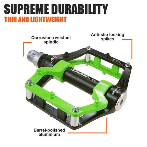 Fahrradpedale 2 Stück SHANMASHI Mountain rutschfeste Fahrradpedale Plattform Fahrrad Flache Aluminiumlegierung Leichte Pedale Rennrad MTB Fahrradteile 231207