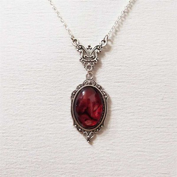 Anhänger Halsketten Gothic Vintage Rote Quarz Kristall Halskette Schmetterling Halskette Vampir Geprägte Hexe Schmuck Zubehör Vintage ChokersL23125