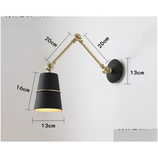 Lâmpada de parede Nordic ferro balanço longo braço luz sala de estar ao lado moderno luzes led arandela arandela apliques pared lâmpadas wj1022 gota deliv dhl9g