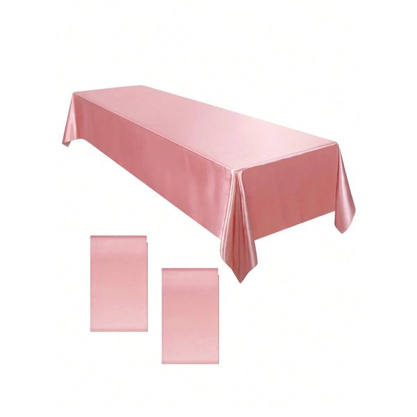 2 peças 145x260cm capa de toalha de mesa de festa para casamento, tecido retangular brilhante de toalha de mesa, decoração de capa de mesa lisa para casamento, banquete, mesa de jantar