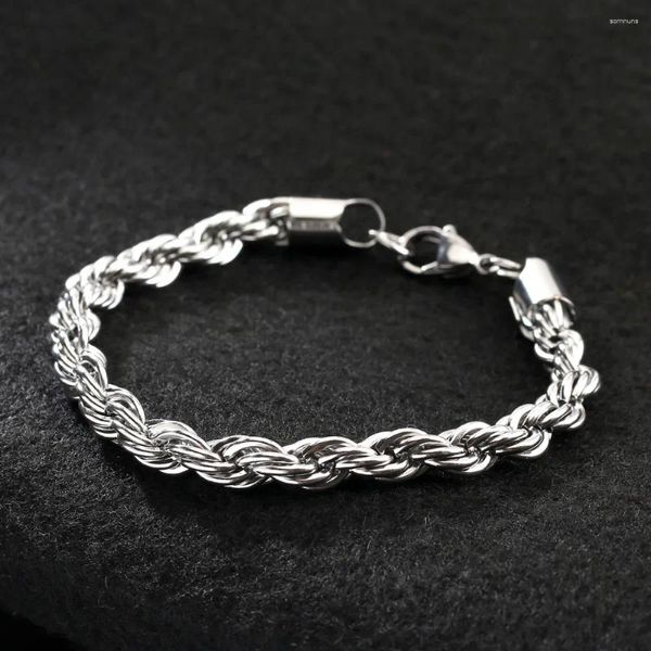 Bracelets de charme moda a aço inoxidável de aço masculino Chain Link Cuban Link à mão Torça Jóias retrô de quadril de quadril atacado