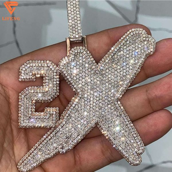 Pingente personalizado banhado a ouro gravado colar Vvs Moissanite diamante hip hop joias congeladas