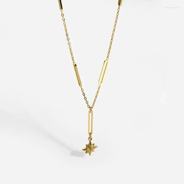 Colares de pingente estilo coreano 18k banhado a ouro aço inoxidável estrela colar jóias de luxo atacado gota