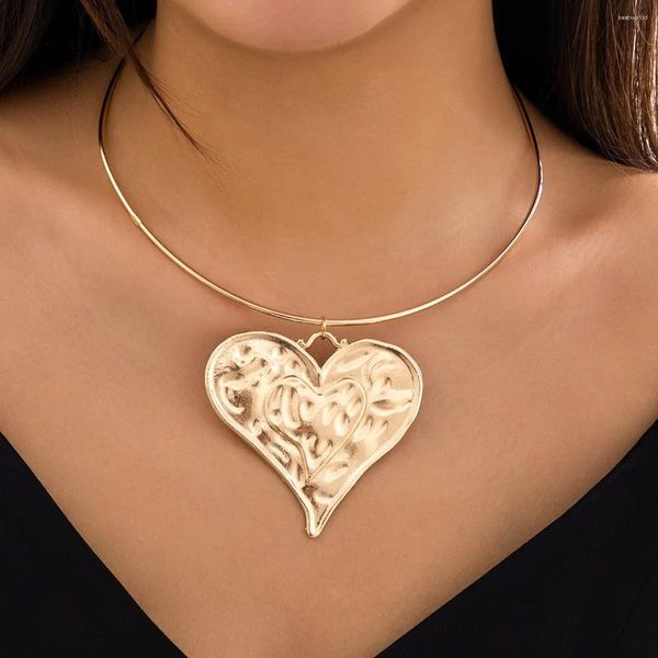 Ожерелья с подвесками, модное ожерелье в форме сердца для женщин, модные металлические женские колье в стиле панк, аксессуары оптом