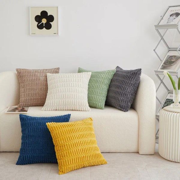 Подушка сплошной цвет вельветовый чехол современный простой диван декоративные зимние домашние мягкие чехлы для спальни