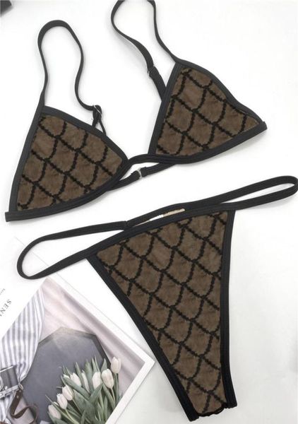Sexy triângulo praia conjunto de sutiã clássico letras rendas roupa de banho para mulheres preto rosa tule bordado lingerie roupa interior dividir bikinis2713168