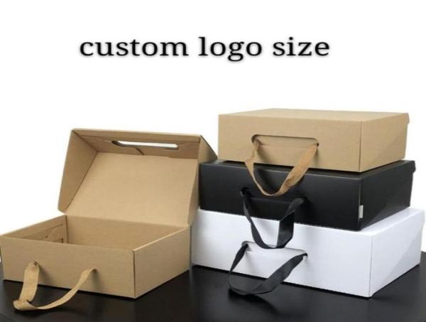 Подарочная упаковка, 50 шт., белая, черная коробка из крафт-бумаги, портативный чехол для детской обуви, женский и мужской 4 размера, индивидуальный логотип69026109021719