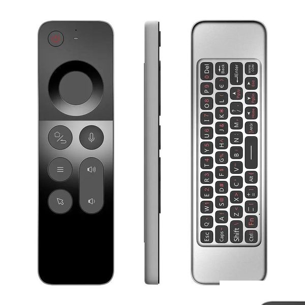 Tastiere W3 Wireless Air Mouse Tra-Thin 2.4G Ir Learning Smart Voice Controllo remoto con giroscopio Fl Tastiera per Android Tv Box Dro Dhaeq