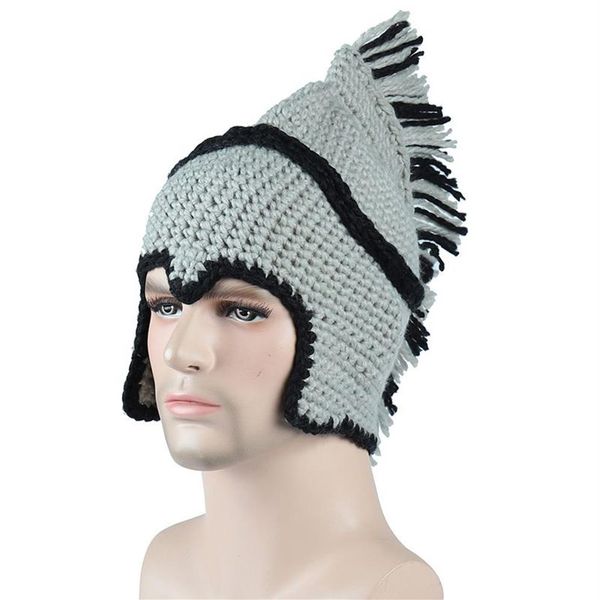 Inverno feito à mão chapéus engraçados legal vermelho borla cavaleiro romano capacete máscara gorros cosplay bonés masculino feminino mordaça festa presentes k1293e