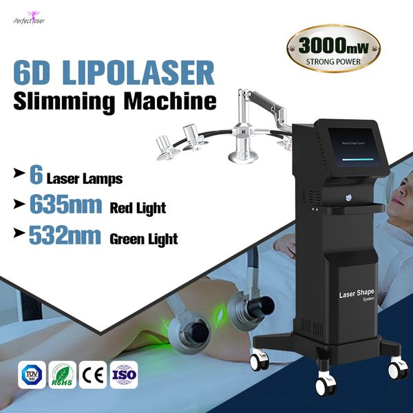 635nm Red Lipolaser Máquina de Emagrecimento 6 Lâmpadas 6D Lipo Laser Terapia 60HZ Remoção de Celulite Fresca para Spa Salon Use Reshape Body Line System