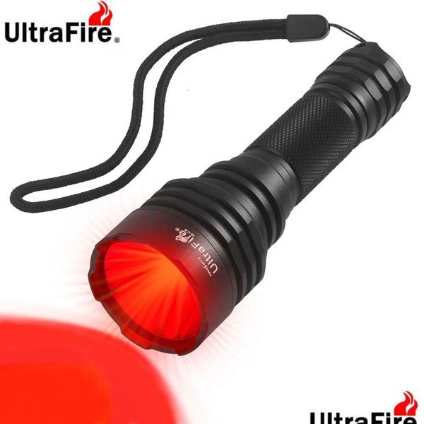 Taschenlampen Taschenlampen C8 LED Outdoor Starke rote/grüne Licht Taschenlampe mit Handbrenner für taktische Jagd Wasserdichte Laterne Dr Dhxxe
