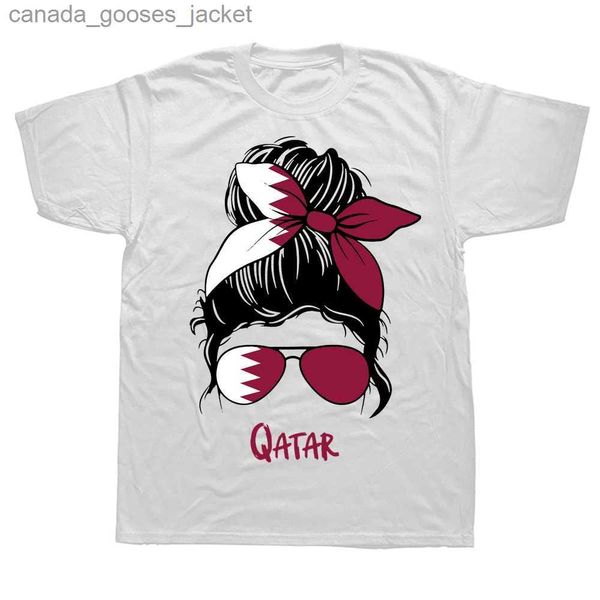 Erkek Tişörtler Komik Katar Katar Kız Kadın Bayrak Tişörtleri Yaz Grafik Pamuk Sokak Giyim Kısa SLE GÜNÜ HEDİYLERİ T-Shirt Erkek Giyim L231208