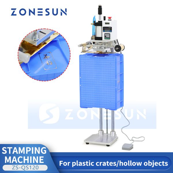 Zonesun máquina de estampagem a quente, máquina de impressão digital de folhas, gravação em relevo para sacos, caixas de plástico ZS-QS120