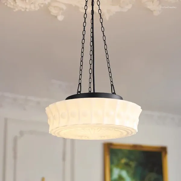 Kolye lambaları Nordic Beyaz Cam Lamba Restoran Yatak Odası Salonu Asılı Işık Armatürleri E27 Ampul Zinciri Ayarlanabilir Damla