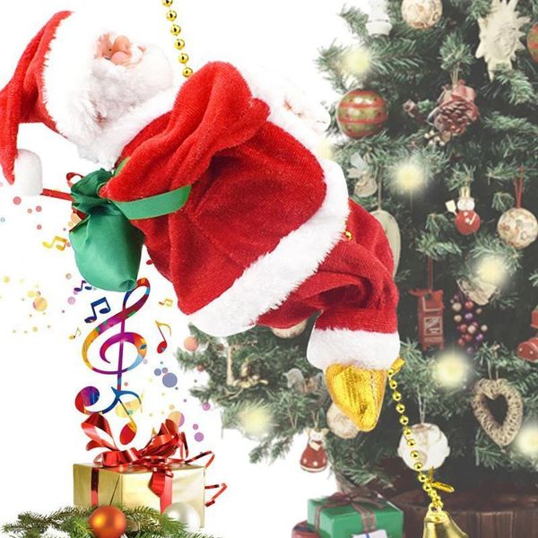 Suprimentos de brinquedos de Natal Elétrico Papai Noel Brinquedos Escalar Bead Chain Natal Velho Boneca Música Escalada Criativa Crianças Presentes Decoração de Natal 231208