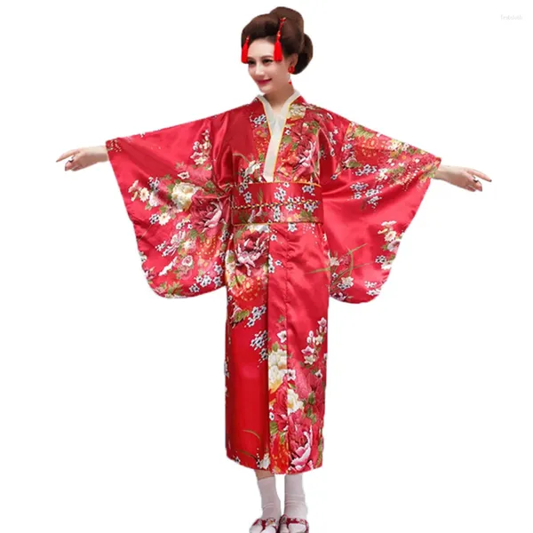 Abbigliamento etnico Kimono tradizionale giapponese per le donne Spettacoli di costumi cosplay anime Yukata con stampa floreale