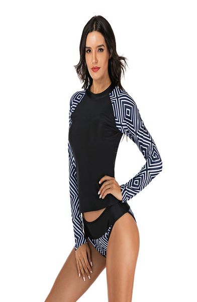 Langarm 2-teiliger Ganzkörper-Langarm-Badeanzug Wimans Schwimm-Rashguard für Damen Rashguard Surf-Rashguard-Schwimmshirts2562007