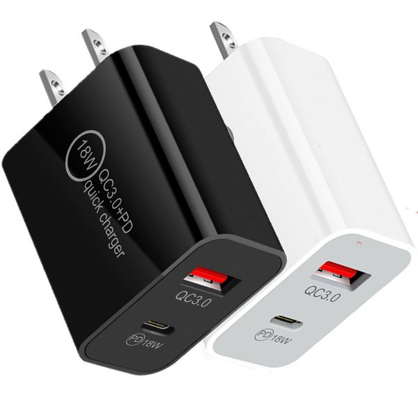 EU US AC Home Travel 2,4 A Typ C Wandladegerät USB C PD Netzteil Ladegeräte 20 W 18 W 12 W für iPhone 11 12 13 14 15 Pro max Samsung Xiaomi Huawei Android-Handy