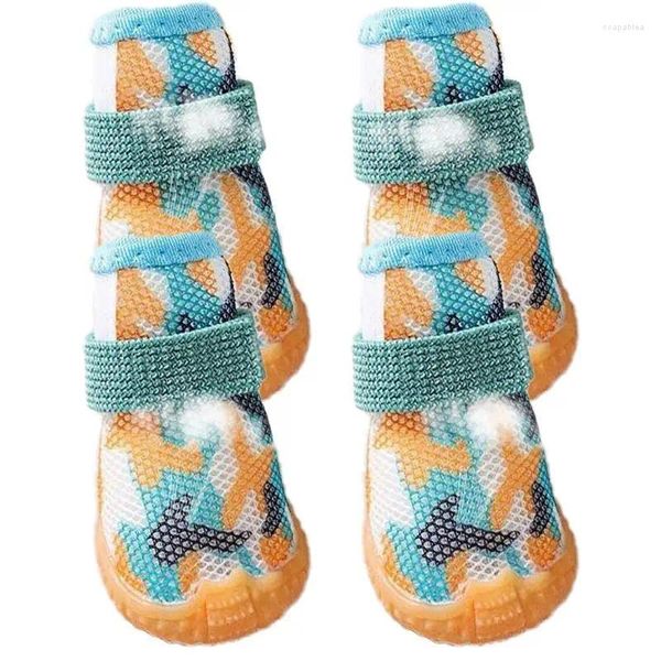 Hundebekleidung Sommerschuhe 4 Stück atmungsaktiv für kleine Hunde Stiefel Booties Protector Welpe Anti-Rutsch-Sohle Katze