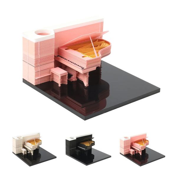Takvim Omoshiroi Blok 3D Not Defteri Piyano 155sheets 3D Memo Pedler Yapışkan Non Not Küp Tutucu DIY Sevimli Not Kağıt Noel Doğum Günü Hediyesi 231208