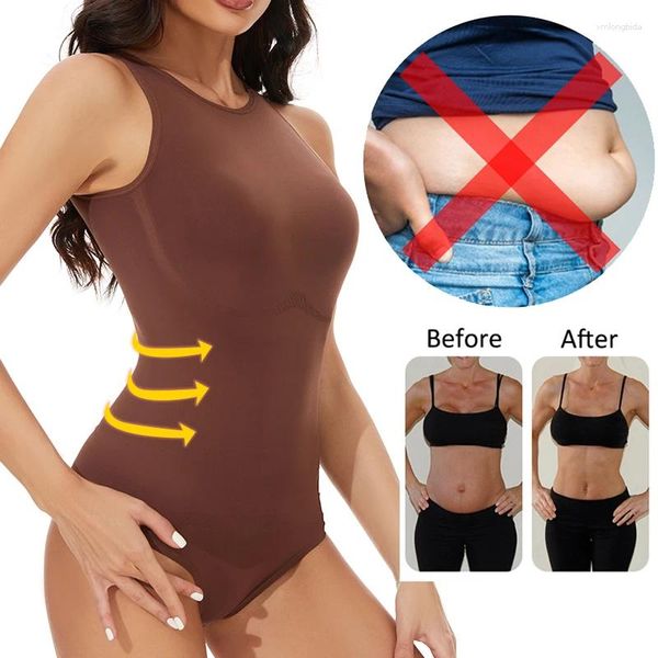 Body modellanti da donna Body sexy senza maniche Scollo rotondo Shapewear Perizoma Vita Trainer Canotte Top Corsetto Dimagrante Controllo pancia Body Shaper