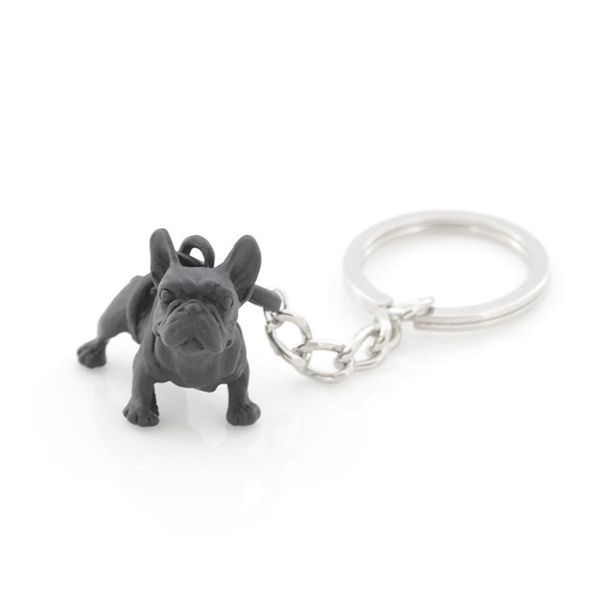 Metal preto bulldog francês chaveiro bonito cão animal chaveiros feminino saco charme jóias para animais de estimação presente todo a granel lotes283s