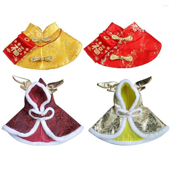 Costumes de chat Costume de chien de compagnie Costume de Style chinois Festival de printemps Cape cou enveloppe rouge jour de noël année collier nœud papillon