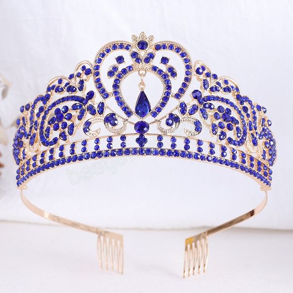 Diadema di compleanno Corona da sposa in cristallo Diadema Velo Diademi con pettine Accessori per capelli da sposa Copricapo Gioielli per la testa Festa