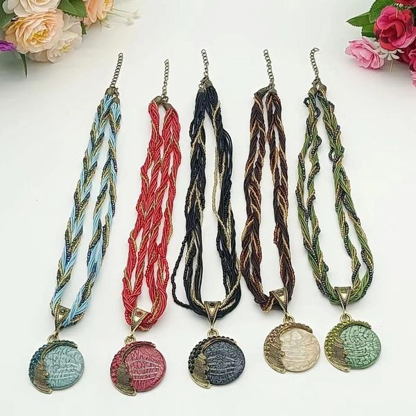 Colares de pingente Europa e América Vintage Mulheres Jóias Acessórios Bohemia Handmade Beads Cadeias Strass Pingentes Colar de Camisola