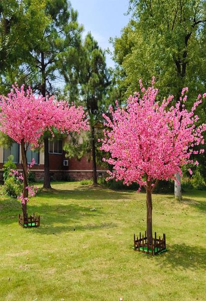 2 m di altezza artificiale fiori di ciliegio albero simulazione pesca alberi che desiderano per la casa ornamento decorazioni da giardino esterno8716745