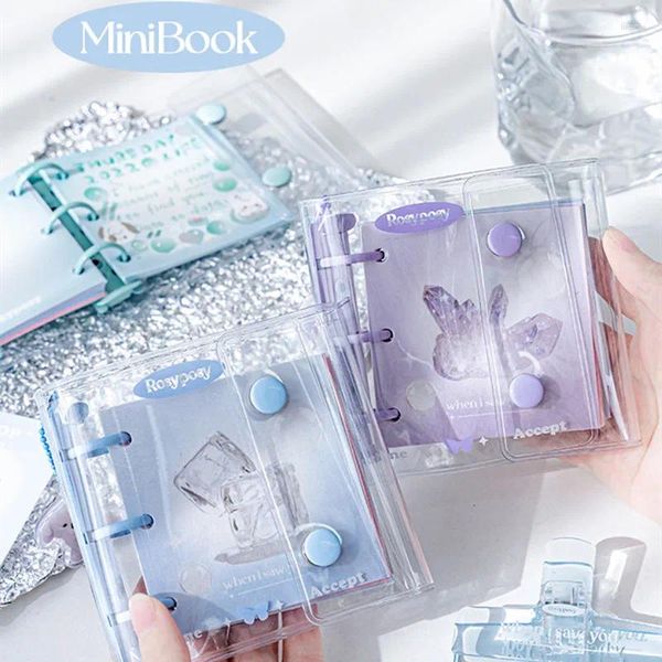 Mini Scrapbook Journal Ins Korean Moda Sevimli Defterler ve Dergiler 3 Yüzük Binder Gevşek Yaprak Günlüğü Okulu Öğrenci Aksesuarları